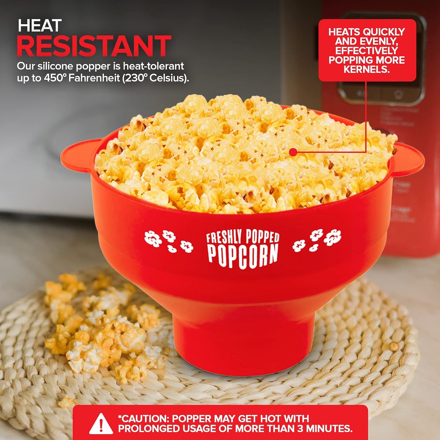 Yummble Popcorn Popper- Collapsible Microwavable Safe Bowl with Lid